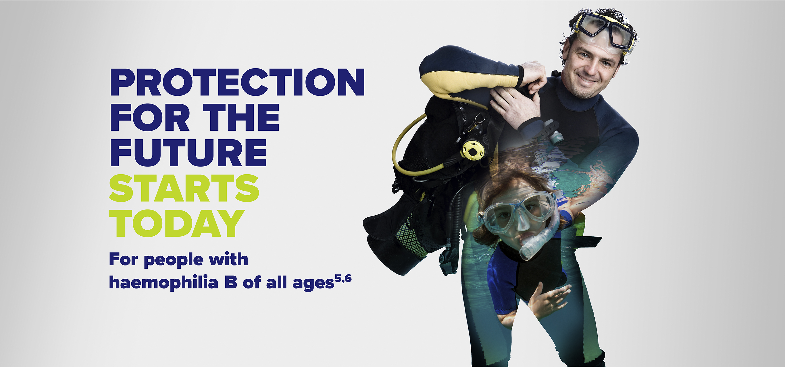 Protection for Future Banner. Man with Under-water protection equipment.