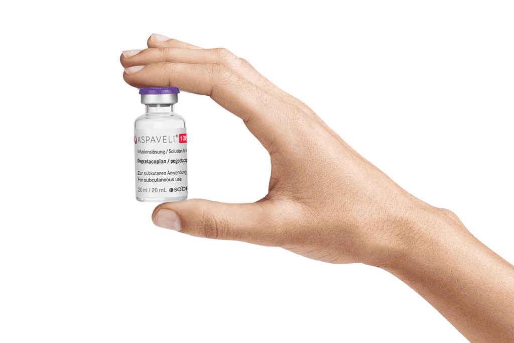 Aspaveli German vial being held