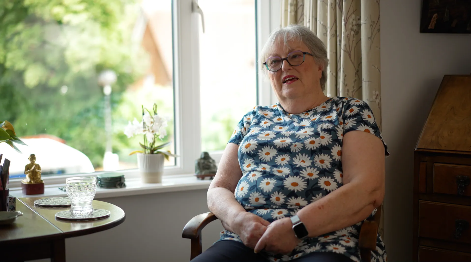 Picture: ITP patient Heather sitting for an interview