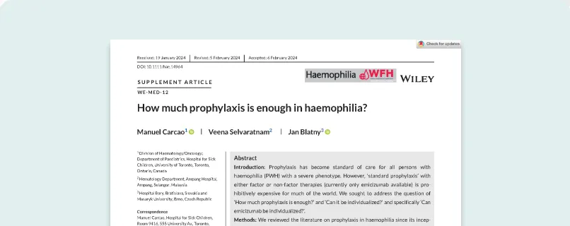 Cover of the publication "How Much Prophylaxis is Enough in Haemophilia?".
