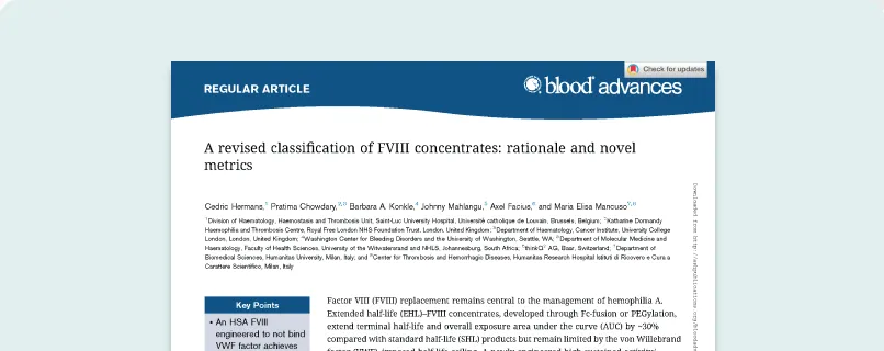 Cover of the publication "Revised Classification of FVIII Concentrates".
