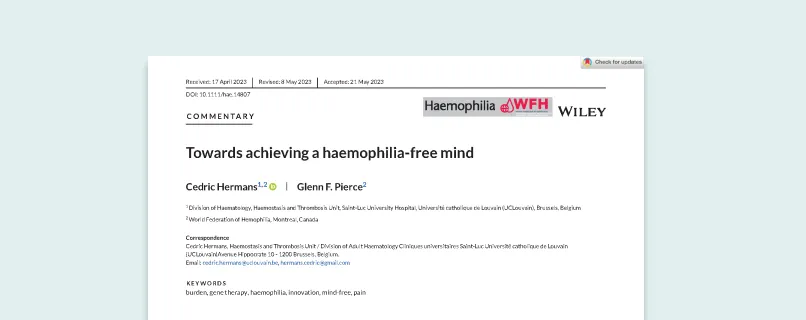 Cover of the publication "Towards Achieving a Haemophilia-free Mind".