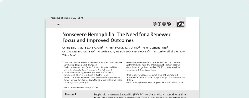 Cover of the publication "Non-severe Haemohilia: Renewed Focus and Outcomes".
