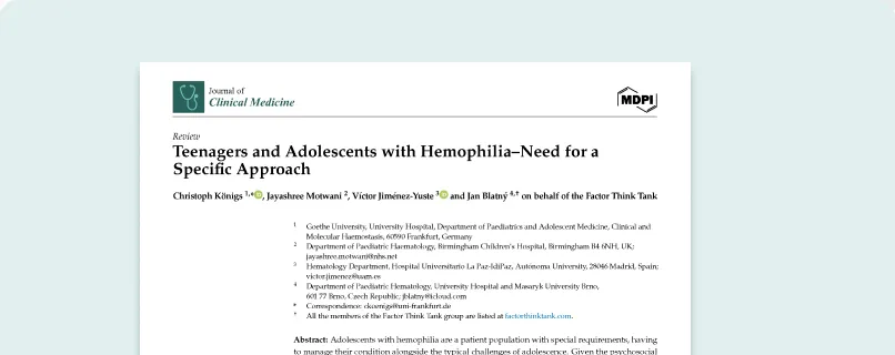 Cover of the publication "Teenagers and Adolescents With Haemophilia".
