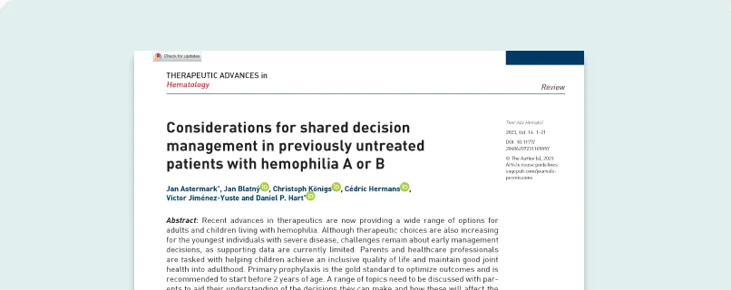 Cover of the publication "Shared Decision Management in PUPs With Haemophilia".